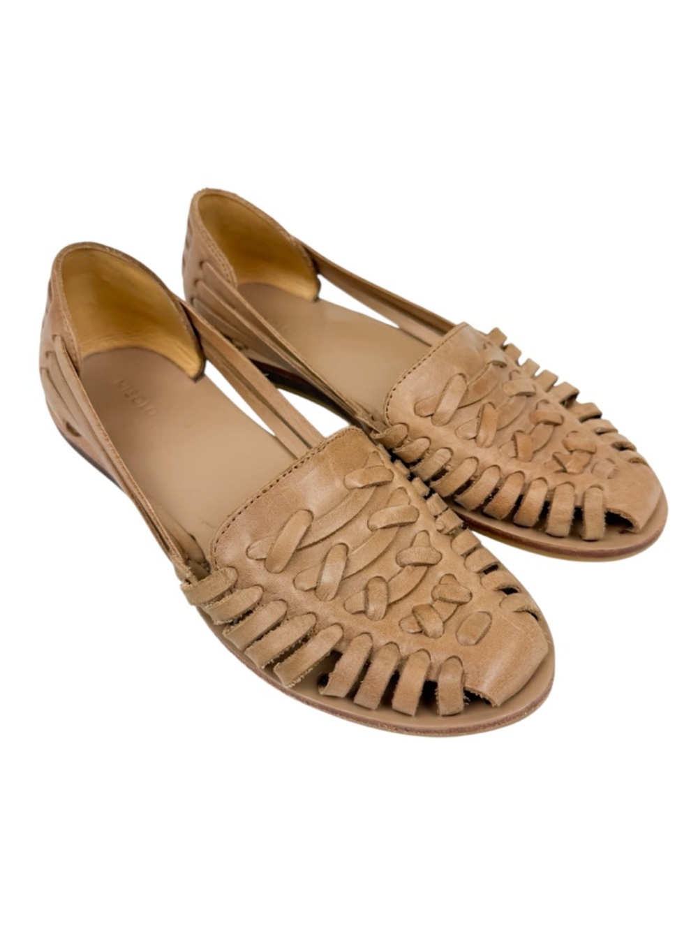 Nisolo Hurache Sandals Woven Flats Almond Tan Brown Size 6.5